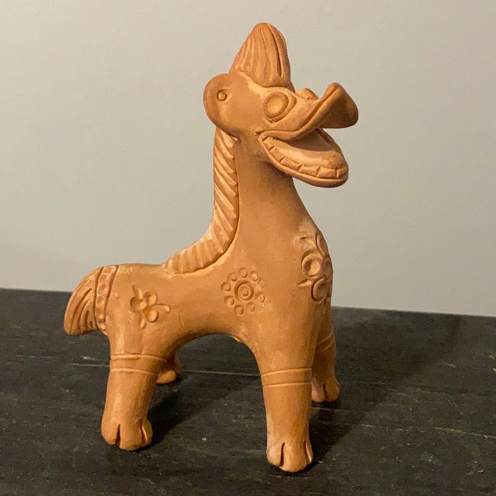 Terracotta clay horse figurine